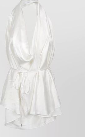 Wardrobe.NYC satin halter top draped tie detail