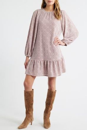 Treasure & Bond Long Sleeve Drop Waist Chenille Minidress in Pink Adobe at Nordstrom Rack, Size Xx-Small