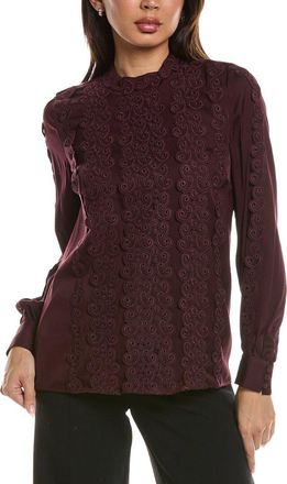 Elie Tahari The Indie Lace Silk-Blend Blouse