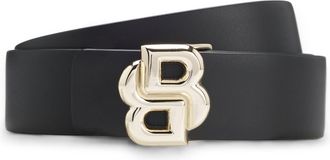 HUGO BOSS Lederg&uuml;rtel BOSS Icon-G Sr30, Damen, Gr. 100, schwarz 009, Leder, unifarben, G&uuml;rtel Lederg&uuml;rtel, mit Double-B-Monogramm