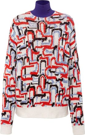 Prada abstract-pattern knitted jumper - women - Cotton/Cashmere/Virgin Wool - 38 - White