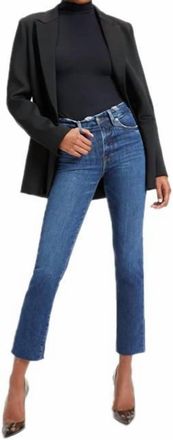 Good American Good Straight Split Pocket Jeans In Indigo