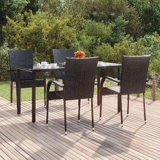 vidaXL Juego De Comedor De Jard&iacute;n 5 Piezas Rat&aacute;n Sint&eacute;tico Negro Vidaxl