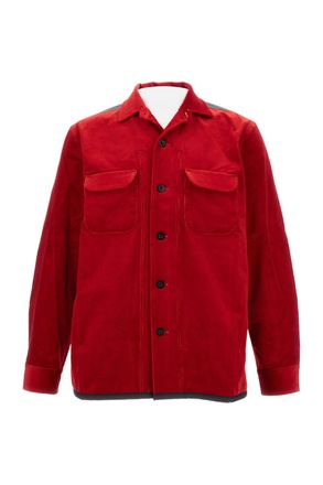 Junya Watanabe Textured Velvet Shirt With Leather Patches And Nylon Back