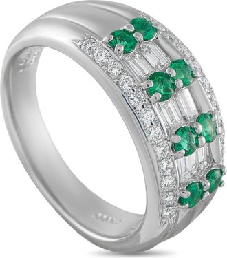 Luxury Bazaar Platinum 0.66 ct Diamond and 0.47 ct Emerald Ring MF19-110525
