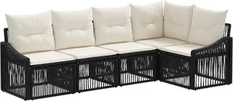 vidaXL Conjunto De Sof&aacute;s De Jard&iacute;n 5 Uds. Negro Rat&aacute;n Sint&eacute;tico Vidaxl