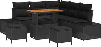 vidaXL Garden Sofa Set with Cushion 8 pcs Black Poly rattan vidaXL