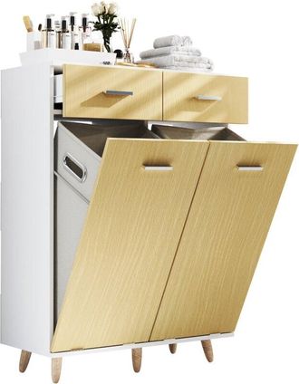 VCM Gabinete de ropa de madera VCM Resto de lavandería Caja de lavandería Cesta de lavandería Dimensiones aprox. al. 97 x w 79 x p. 35 cm - Landos l