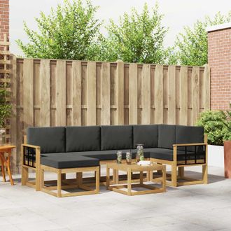 vidaXL Vidaxl Set Di Divani Da Esterno 7 Pz Bianco E Antracite