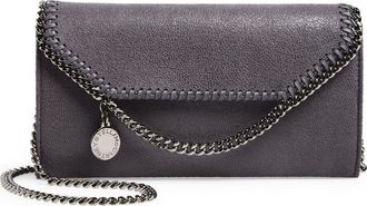 Stella McCartney Falabella Shaggy Faux Leather Wallet on a Chain in Bark at Nordstrom