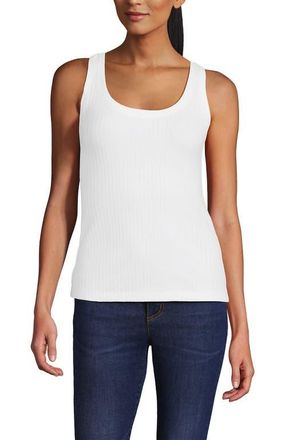 Lands End Pointelle Rib UNeck Tank in White at Nordstrom, Size X-Small