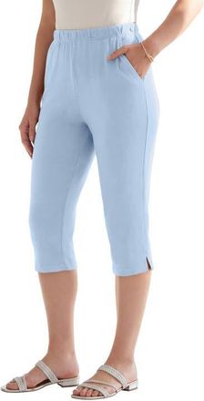 Roaman's Plus Size Soft Knit Relaxed Pull On Capri Pant in Pale Blue at Nordstrom, Size 4X