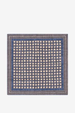 Brunello Cucinelli Einstecktuch aus Seide mit Geo-Print und einfarbiger Seite