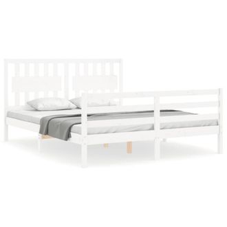 Berkfield Home Bed Frame with Headboard White 160x200 cm Solid Wood