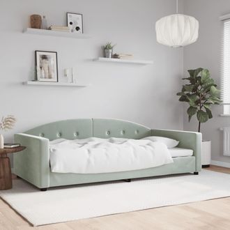 vidaXL Sof&aacute; Cama Sin Colch&oacute;n Terciopelo Gris Claro 100x200 Cm Vidaxl