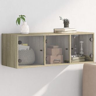 vidaXL Mobile A Muro Con Ante In Vetro Rovere Sonoma 102x37x35 Cm - Vidaxl