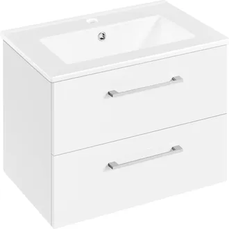 Yaheetech Yaheetech Mobile Da Bagno Sospeso Con Lavabo Integrato Lavatoio Bianco Moderno In Ceramica Con 2 Cassetti Mobiletto Con Lavandino Salvaspazio 61x39,5x