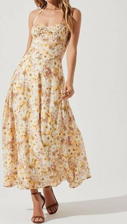 Astr Mariella Maxi Dress In Taupe Yellow Floral