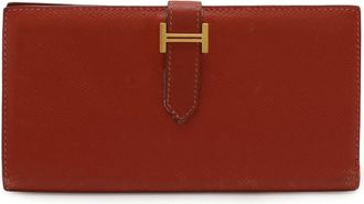 Herm&egrave;s Orange Red Long Wallet (Bi-Fold) (Pre-Owned)