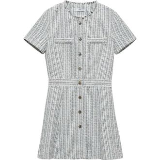 Mango Button Tweed Minidress in Blue at Nordstrom, Size 4