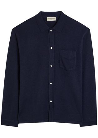 Officine G&eacute;n&eacute;rale Gareth Wool and Cashmere-blend Cardigan - Navy - XL