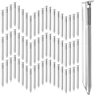 Relaxdays Set da 200 Picchetti da Tenda, Design a V, Resistenti, con Fori, Lunghi 18 cm, Puntali in Acciaio, Argento