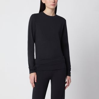 SKIMS Charcoal grey long-sleeved T-shirt in stretch cotton jersey