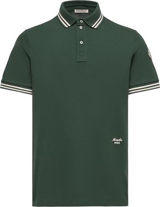 Moncler Moncler Striped Trim Cotton Piquet Polo Shirt, Men, Green, Size: Xl