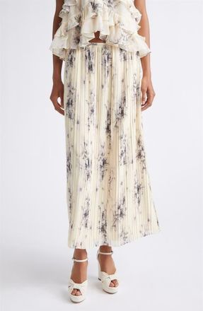 Cinq &agrave; Sept Handsketched Floral Delaine Skirt in Gardenia/black at Nordstrom, Size 10