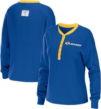 WEAR by Erin Andrews Womens WEAR by Erin Andrews Royal Los Angeles Rams Waffle Henley Long Sleeve T-Shirt at Nordstrom, Size Xx-Large