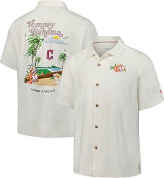 Tommy Bahama Mens Tommy Bahama White Cleveland Guardians Grand Slam Bay Camp Button-Up Shirt at Nordstrom, Size X-Large