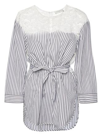 Sandro Camicia a righe con cintura - Blu