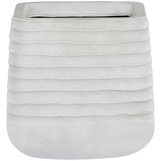 Beliani Maceta De Poli Resina Piedra Color Blancuzco Jard&iacute;n Al Aire Libre Cuadrada 28 X 27 Cm Resistente Rayos Uv Parikia