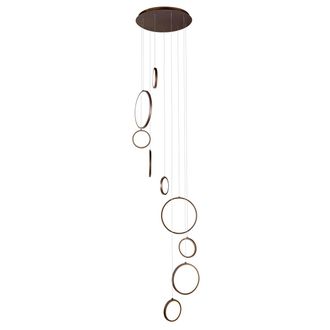 QAZQA Qazqa L&aacute;mpara Colgante De Dise&ntilde;o Bronce Oscuro 9 Luces Con Led