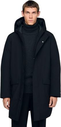 Sandro Zip-up hooded parka in Black at Nordstrom, Size Xx-Large