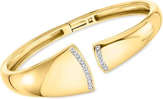 Ross-Simons Diamond Asymmetrical Cuff Bracelet in 18kt Gold Over Sterling