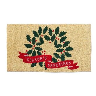 Tag Seasons Greetings Coir Door Mat - Christmas Wreath Design in Green at Nordstrom, Size Medium