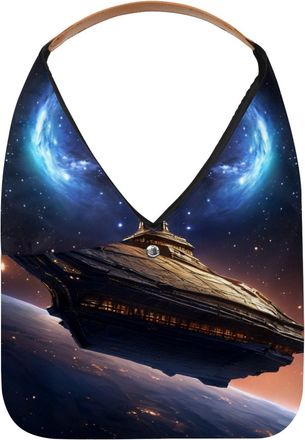 Generic Ancient Space Ship Reusable Lightweight Grocery Bags - Foldable Into Compact Pouch, Washable & Sturdy, Multipurpose for Shopping and Travel