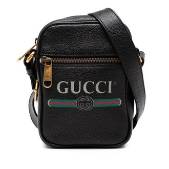Gucci Tweedehands Mini Gegrende Kalfsleer Logo Schoudertas