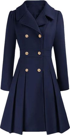 Generic Womens Trench Coat Notch Lapel Double Breasted Jacket Pocket Coat