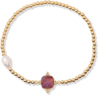 Brook & York Dakota Birthstone Bracelet in Gold February at Nordstrom