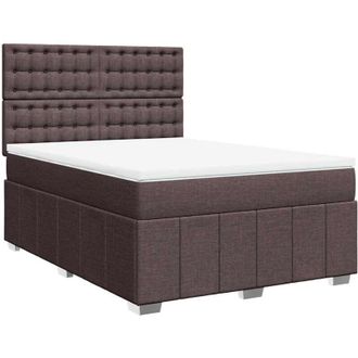 vidaXL Vidaxl - Cama Box Spring Con Colch&oacute;n Tela Marr&oacute;n Oscuro 140x190 Cm
