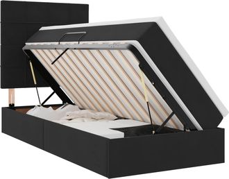 vidaXL Letto Con Contenitore Led E Materasso Nero 90 X 190 Cm Velluto Vidaxl