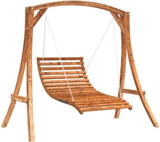 vidaXL Swing Bed Solid Wood Spruce with Teak Finish Vidaxl