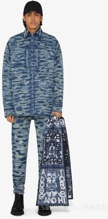 Givenchy MenS Medium Blue Patterned Trousers, Size 30