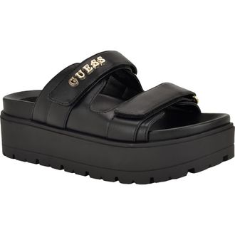 Guess Faxon Platform Slide Sandal in Black 001 at Nordstrom, Size 9.5