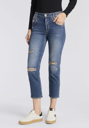 Herrlicher 5-Pocket-Jeans HERRLICHER Breezy Cropped Denim, Damen, Gr. 26, N-Gr, iconic destroy, Denim/Jeans, Obermaterial: 99% Baumwolle, 1% Elasthan, Destroyed-