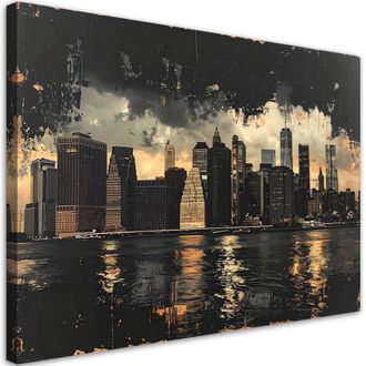 Feeby Impresi&oacute;n De Imagen, Horizonte De Nueva York Estilo Retro Vintage Ciudad, 120x80