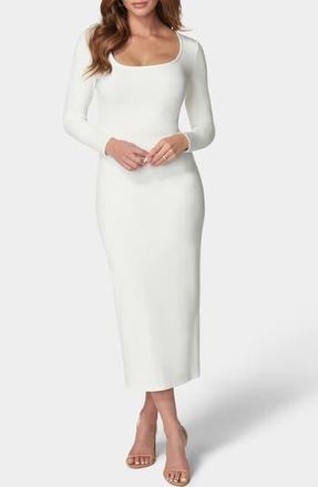 Bebe Ribbed Long Sleeve Sweater Dress in White at Nordstrom Rack, Size Large