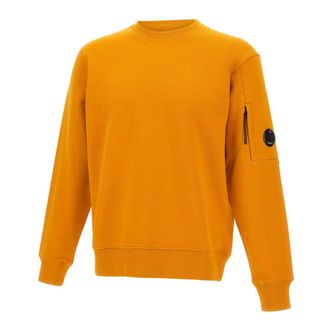 C.P. Company Sweatshirts, male, Orange, Size: L Diagonal Raised Fleece Crewneck Sweatshirt